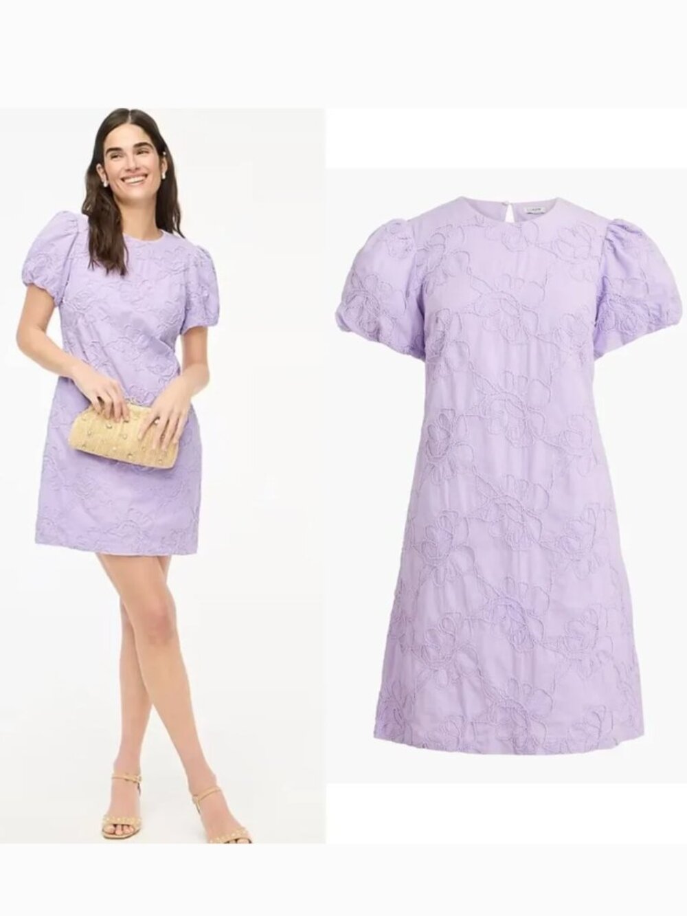 J. Crew Factory Eyelet Puff Sleeve 100% Cotton Mini Dress Purple Size 4